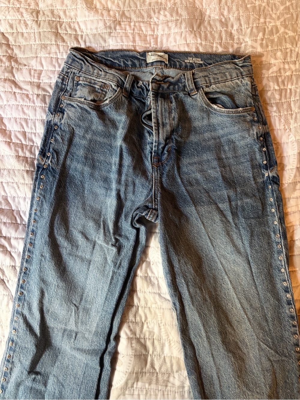 Women’s  Light Blue Denim Jeans with Side Stud Detail